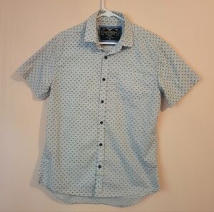 San Francisco Slu Fit Print Gray & Black Button-Down Work Shirt, M, EUC